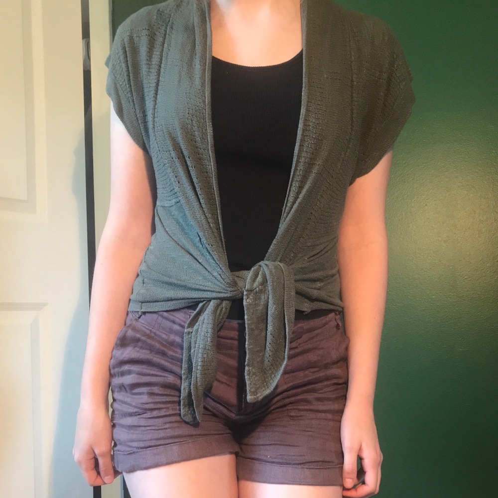 Mossimo green tie up or wear down cardigan style piece.